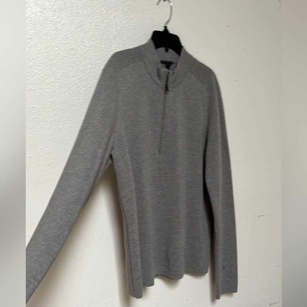 Theory Gray Knit Half Zip Up Sweater